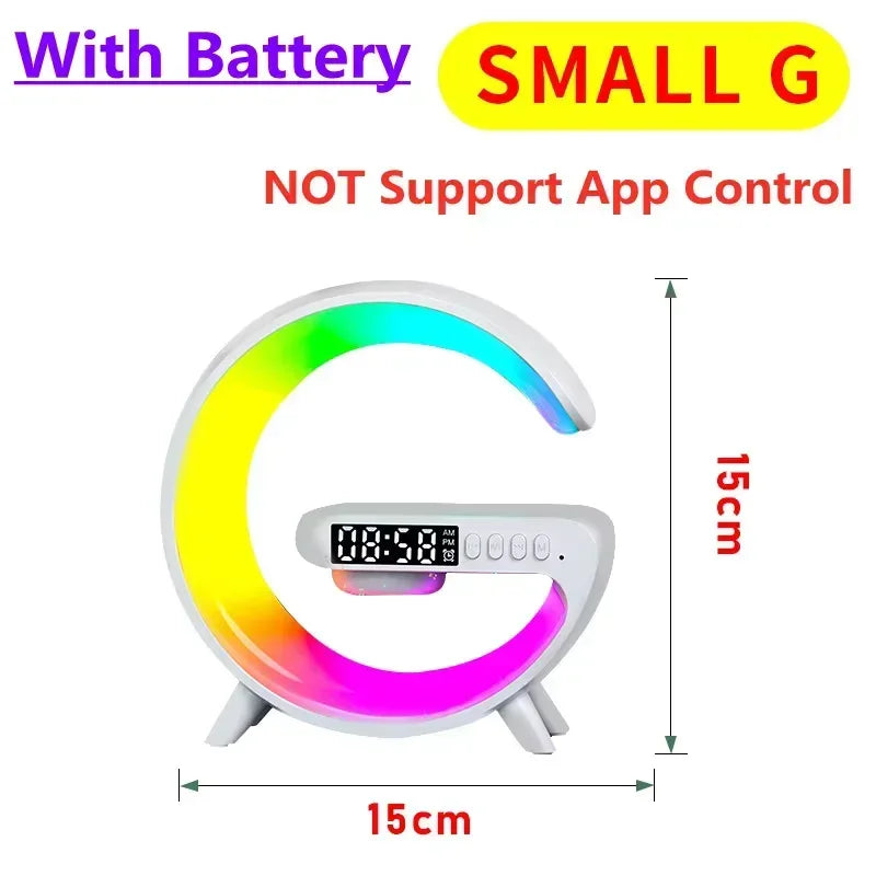 Wireless Charger Stand Pad RGB Night Light Alarm Clock Bluetooth Speaker For iPhone Samsung Earphone Fast Charging Dock Station