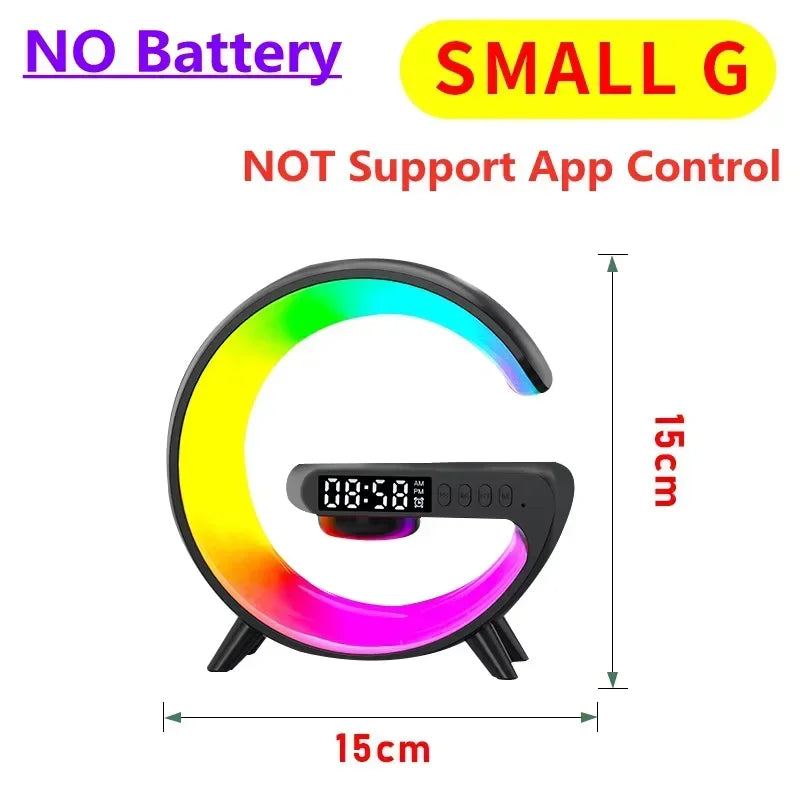 Wireless Charger Stand Pad RGB Night Light Alarm Clock Bluetooth Speaker For iPhone Samsung Earphone Fast Charging Dock Station