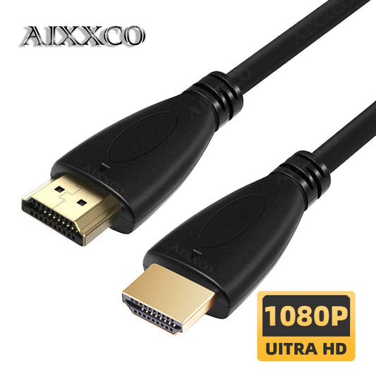 AIXXCO 0.5M 1.5M 1M 2M 3M 5M 10M 15M Gold Plated HDMI-compatible Cable 1.4 1080p 3D video cables for HDTV Splitter Switcher